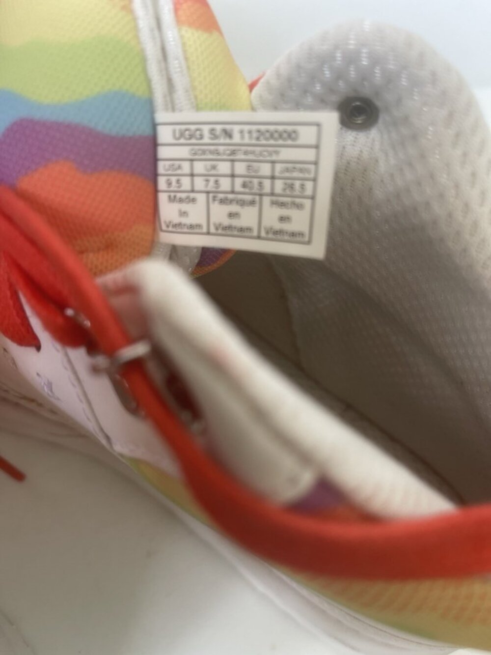 UGG Pride Highland Hi Cali Collage Sneakers Rainbow White Leather NWOB 9.5 - Picture 4 of 12